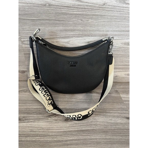 GUESS Top handle/crossbody handbag Black/ Beige Color NWT! - Picture 1 of 5